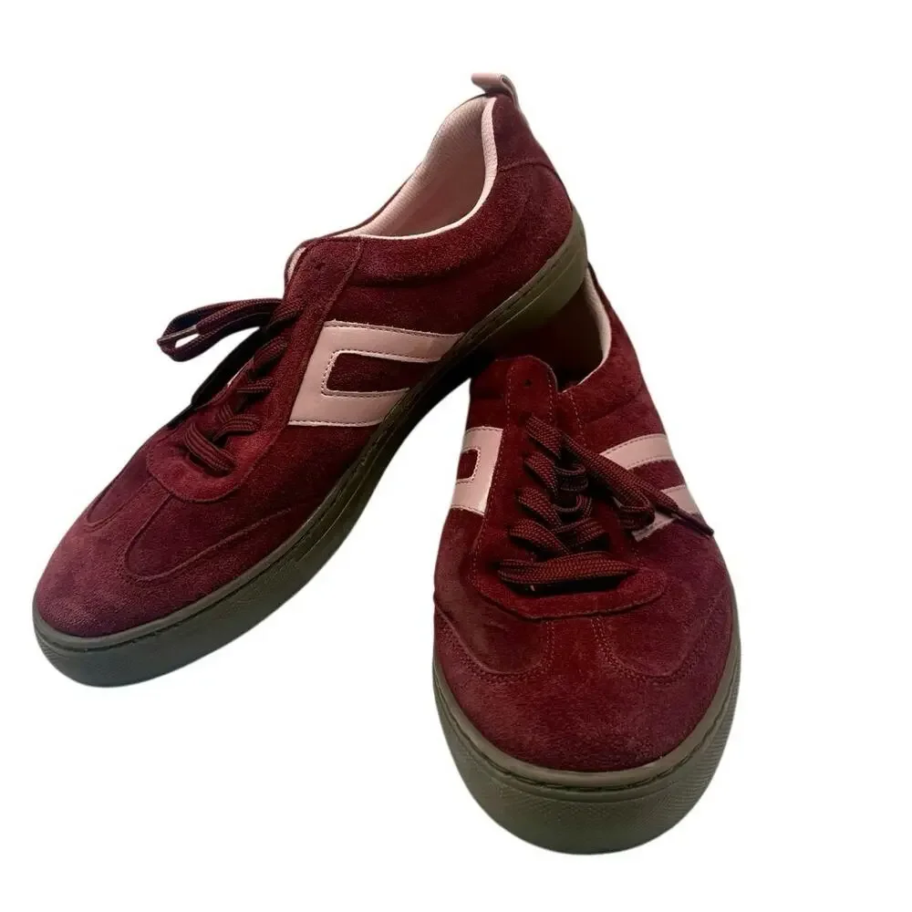 Cruza burgandy lace up suede sneakers size 9/40